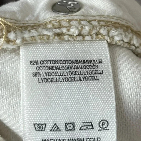 We the Free People Sz 27 Off White Wide Leg Cropped Jeans Distressed Button Fly - Picture 5 of 9